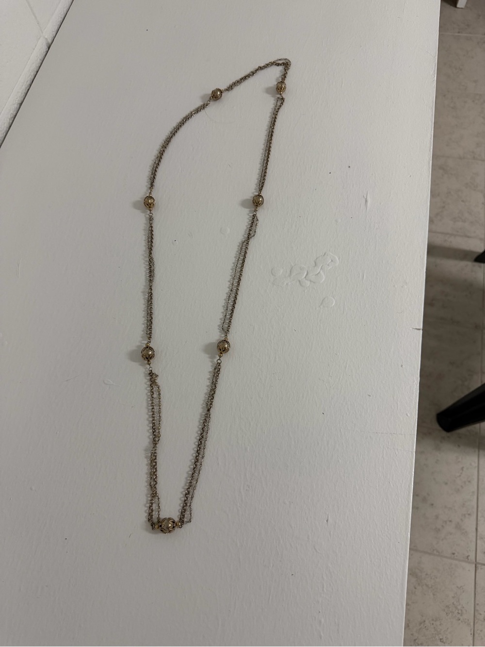 Silver-Tone Bead Station Long Necklace - Women Jewelry mid-century vintage